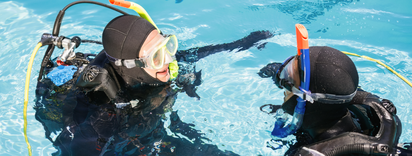 practicing scuba diving